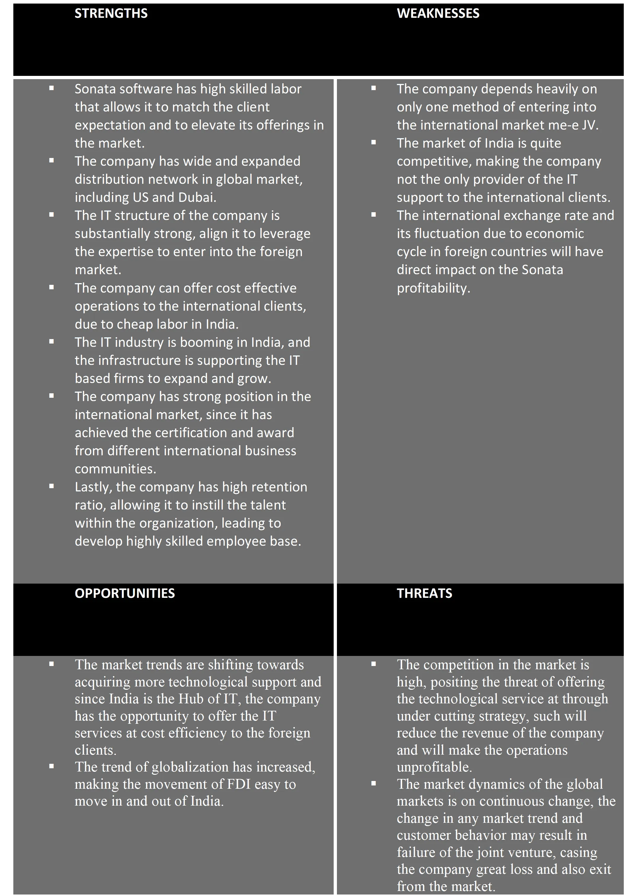 Sonata Software Ltd - SWOT Analysis